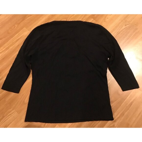 Vintage L/XL Style De Paris Beaded Dark Brown Tunic Top 3/4 Sleeve - Picture 8 of 8